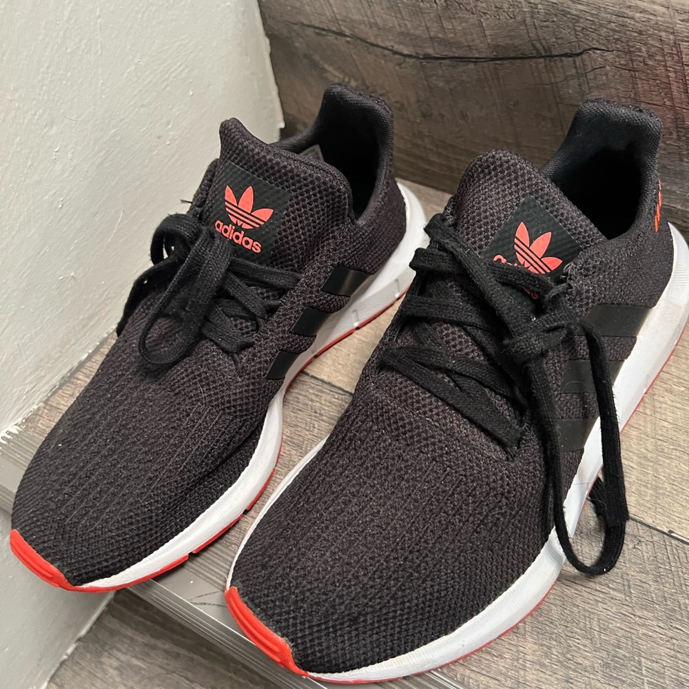 Adidas Core Black and Scarlet Running Shoes